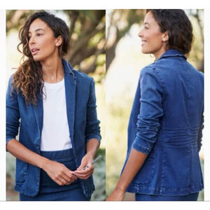 NWOT Frank & Eileen Blue Dublin Blazer XXS-XS-S 17.5in p to p 24in length